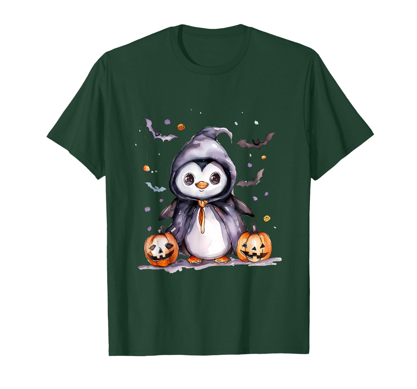 Cute Penguin Witchcraft Halloween Costume Pumpkin Lantern T-Shirt