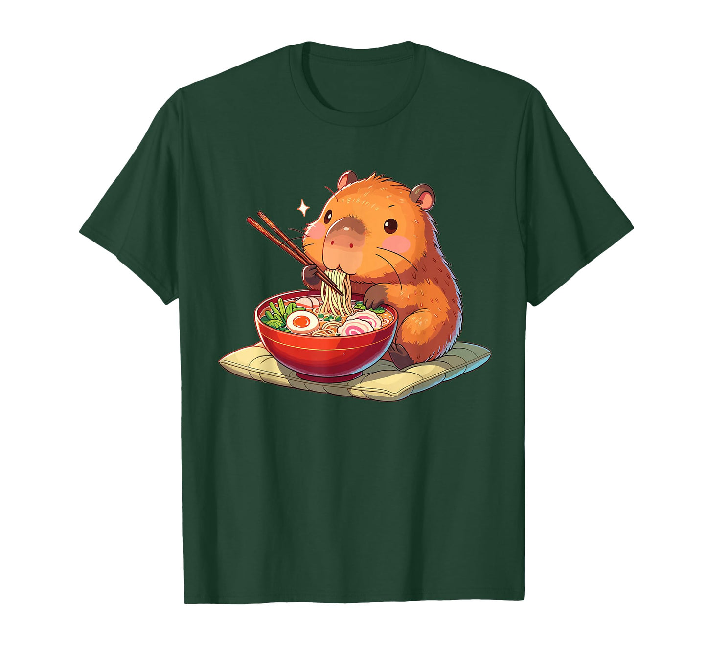 Cute Capybara Eats Ramen Noodles Capybara Ramen T-Shirt