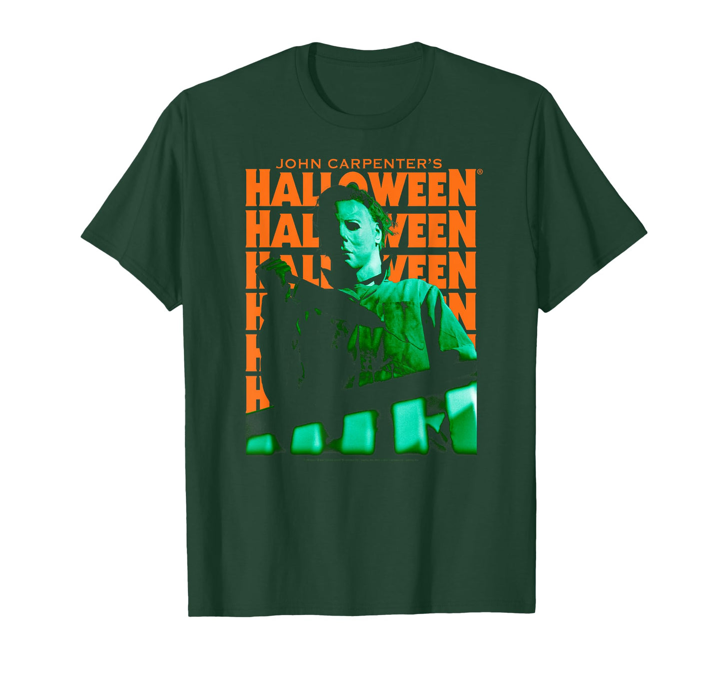 Halloween Repeating Logo Green and Orange Horror Movie T-Shirt