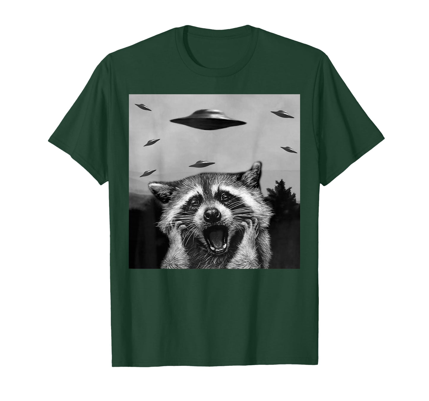 Alien UFO Funny Raccoon Stuffed Animal For Men, Women, Kids T-Shirt