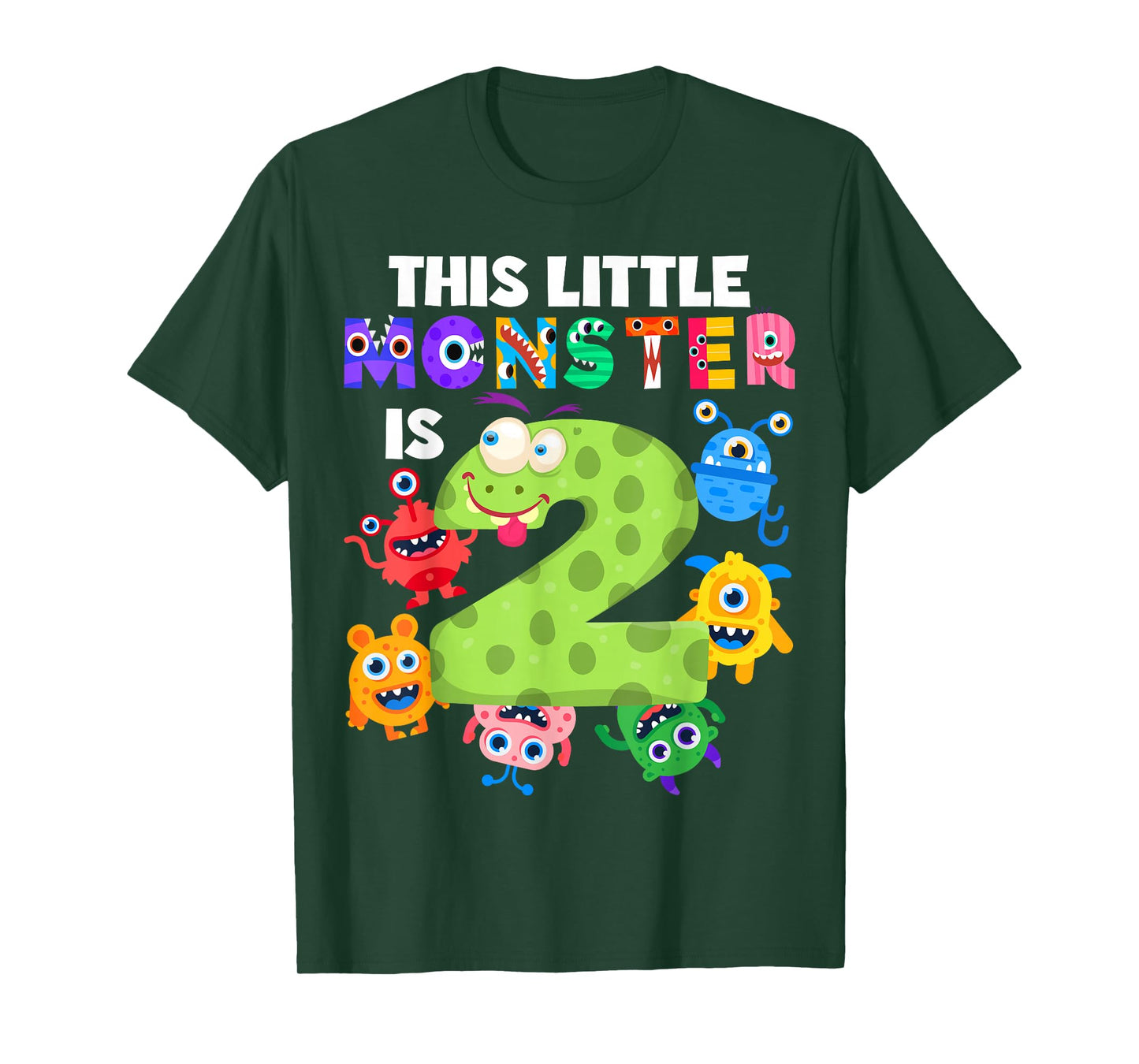 This Little Monster is 2 Two Years 2nd Birthday Party Aliens T-Shirt