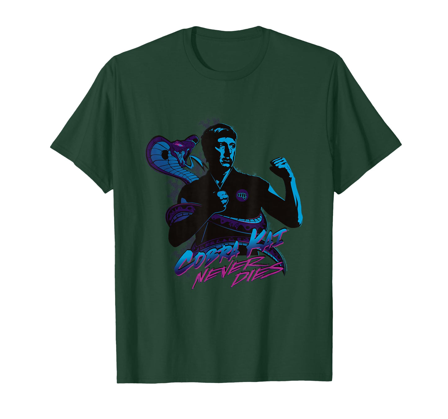 Cobra Kai Never Dies Johnny Blue Silhouette TV Show T-Shirt