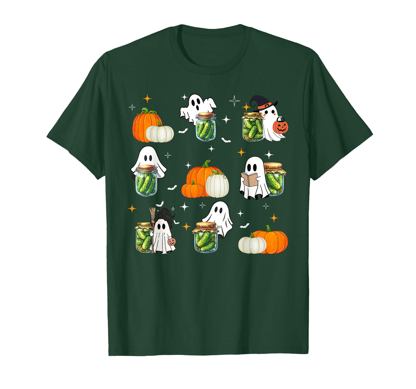 Cute Ghost Pickles Jar Canning Season Gardener Halloween T-Shirt