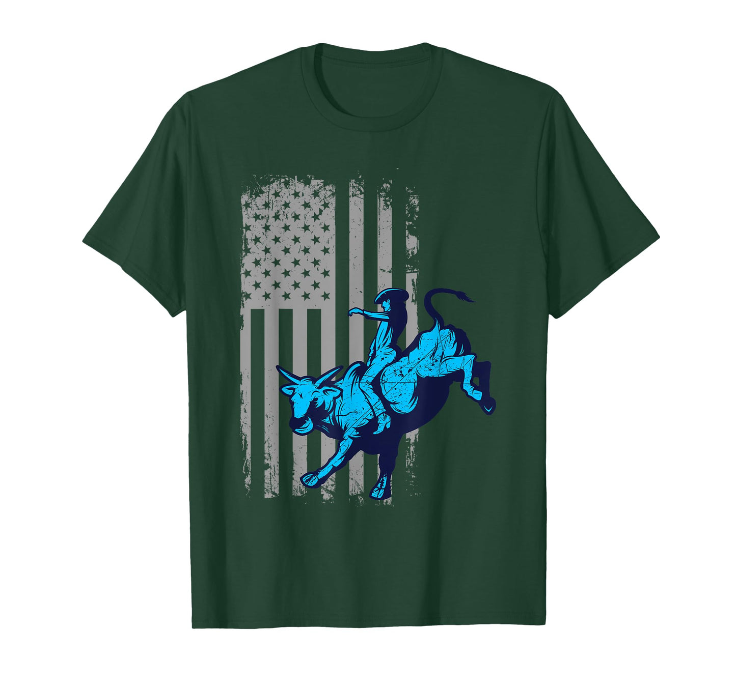 Vintage American Flag Bucking Bull Riding Patriotism Rodeo Women Kids Men T-Shirt