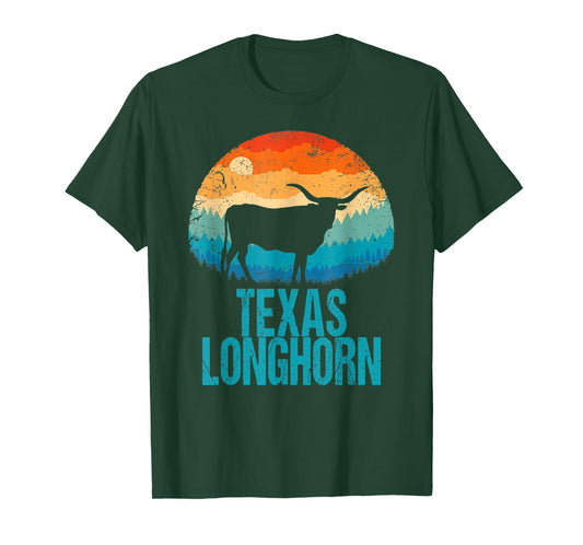 Texas Longhorn Cow Vintage Texan Cattle Herd Retro Star T-Shirt