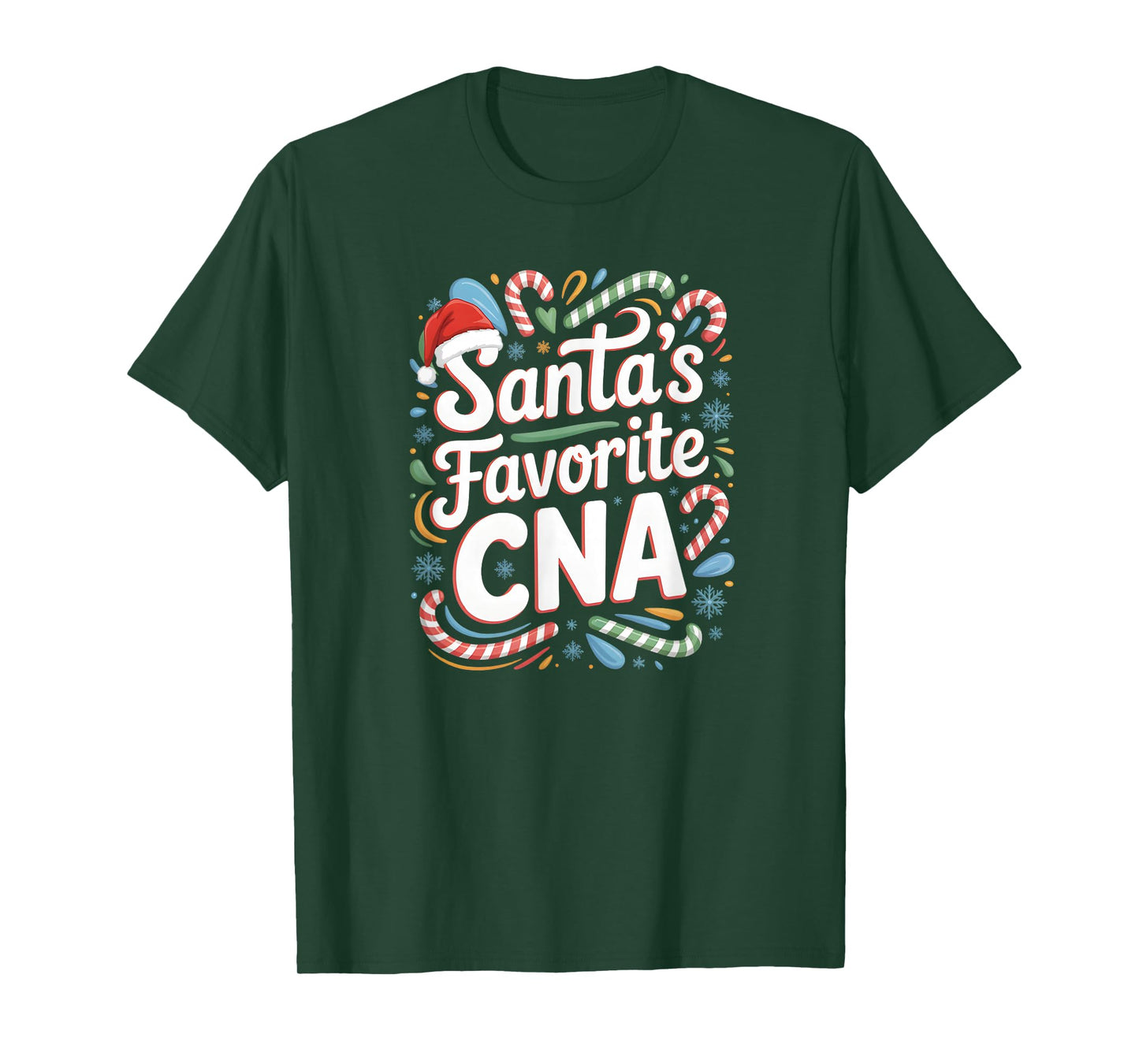 Santa's Favorite CNA Christmas Candy Canes Nurse Holiday Joy T-Shirt