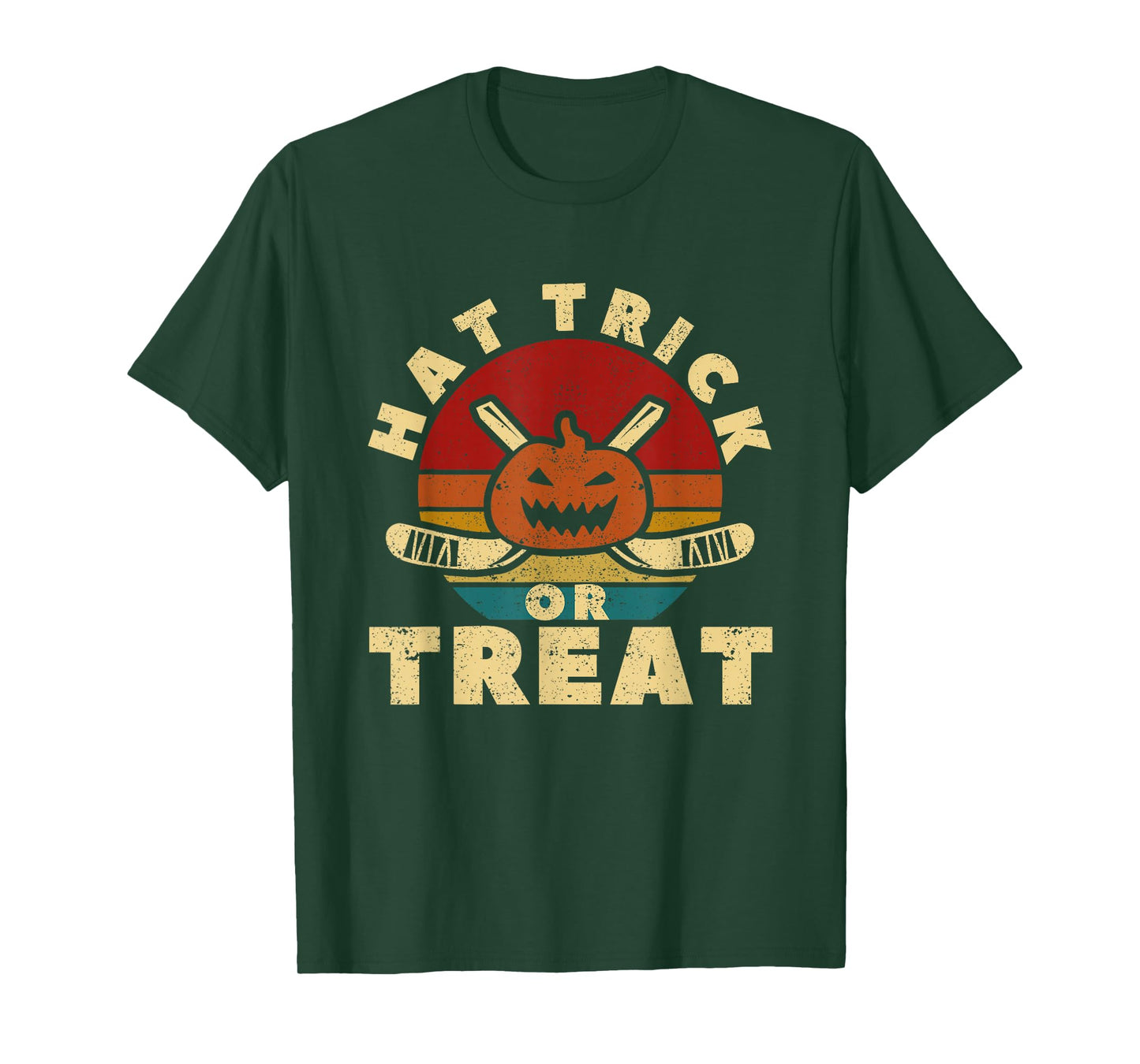Ice Hockey Player Coach Halloween Pumpkin Hat Trick Or Treat T-Shirt