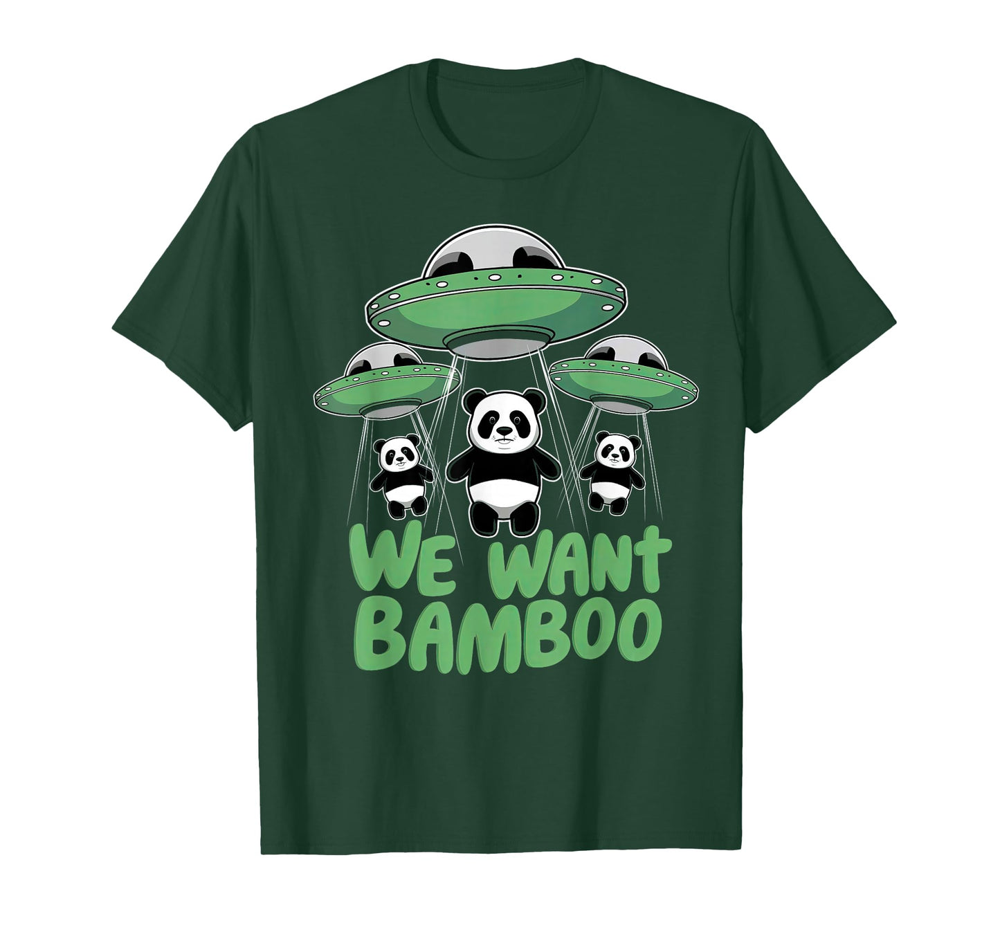 We Want Bamboo UFO Panda Alien Space Pandas T-Shirt