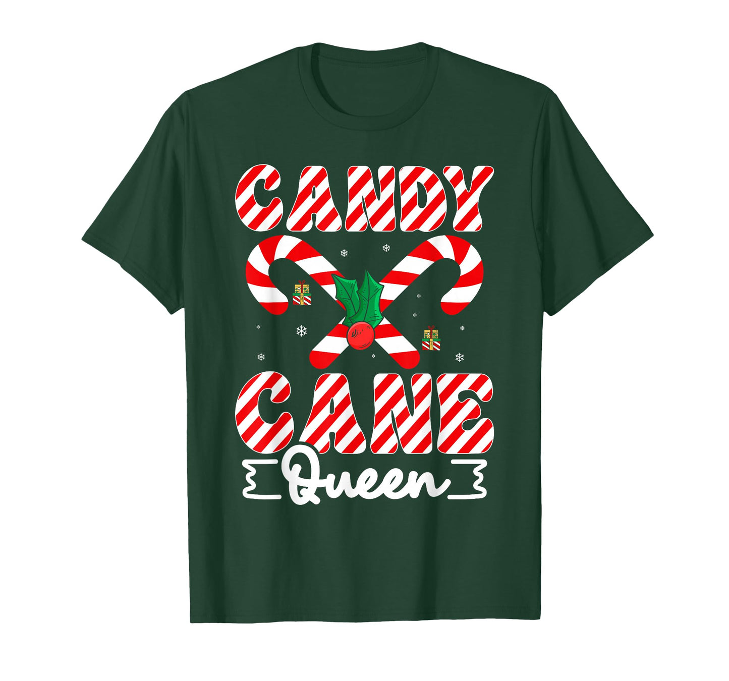 Funny Christmas Candy Cane Queen Matching Family Christmas T-Shirt