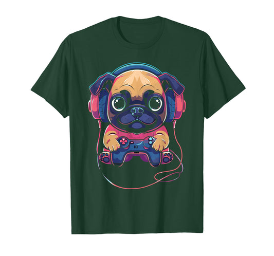 Gamer Pug Gaming Pugs Video Game Dog Lover For Boys Girls T-Shirt