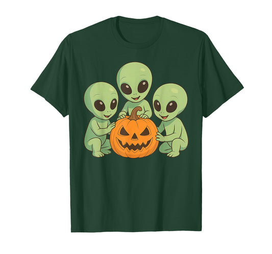UFO Alien Spooky Pumpkin Trick Or Treat Space Halloween T-Shirt