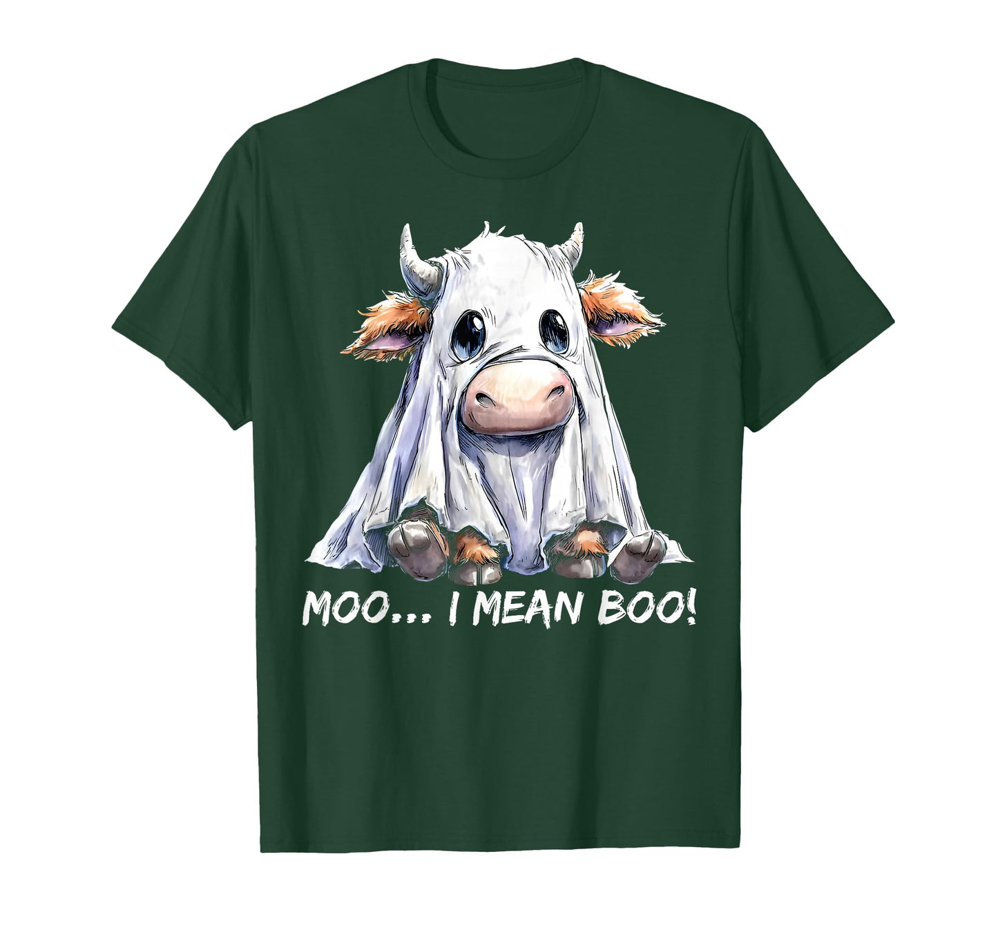 Moo I Mean Boo Ghost Cow Funny Halloween Men Women Kid T-Shirt