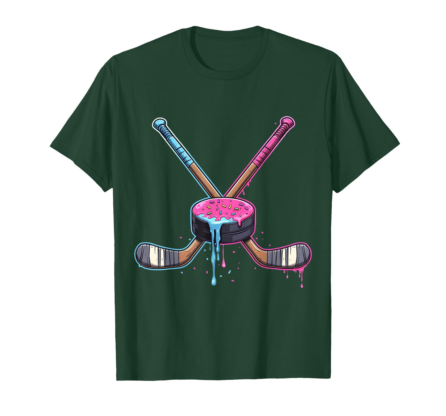 Hockey Ice Cream Drip Boys Youth Kids Men Women Dripping T-Shirt