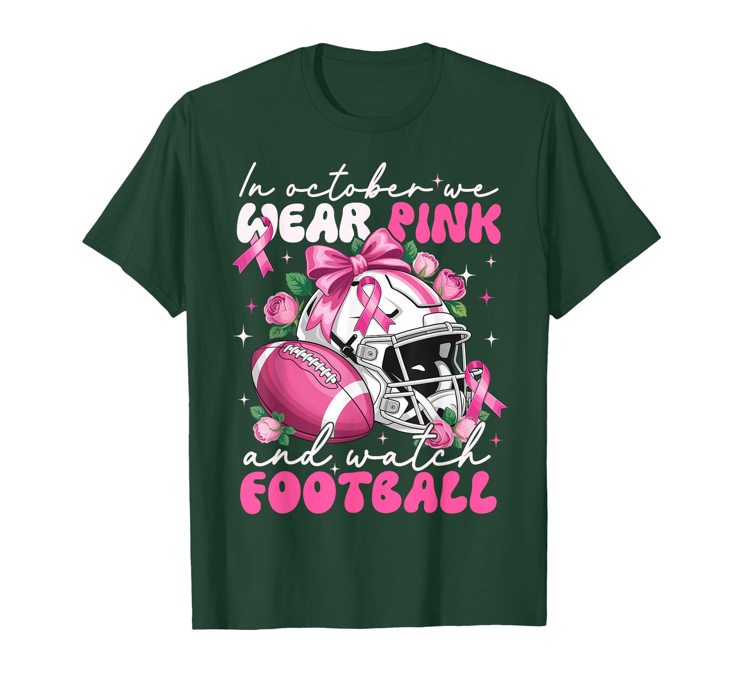 October We Wear Pink Watch Football Breast Cancer Awareness T-Shirt