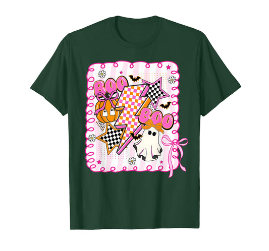 Boo Ghost Pink Coquette Bow Halloween Ghost Girl Women T-Shirt