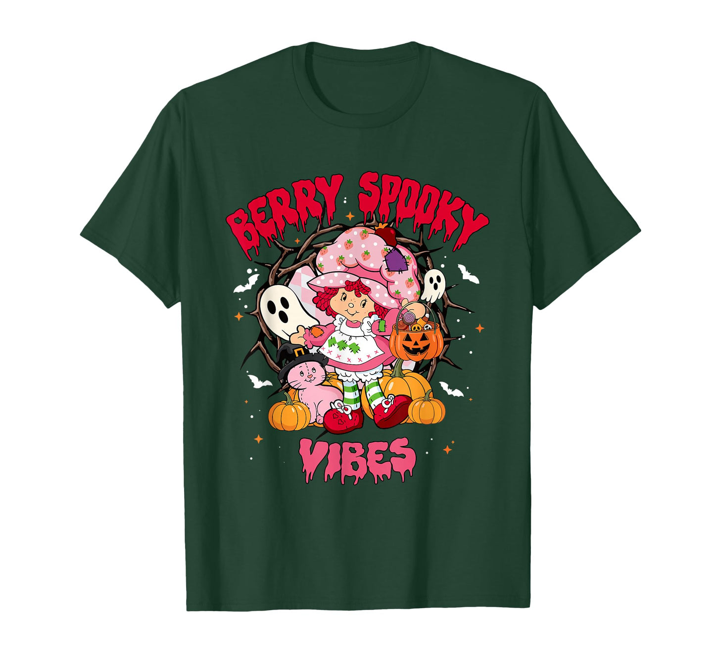 Berry Spooky Vibes Halloween Strawberry Ghost Girls Spooky T-Shirt