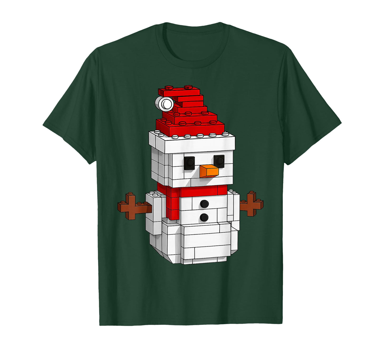 Snowman Building Block Master Builders Merry Christmas Kids T-Shirt