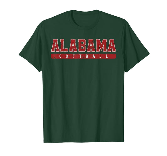 Alabama Softball Red Vintage Text T-Shirt