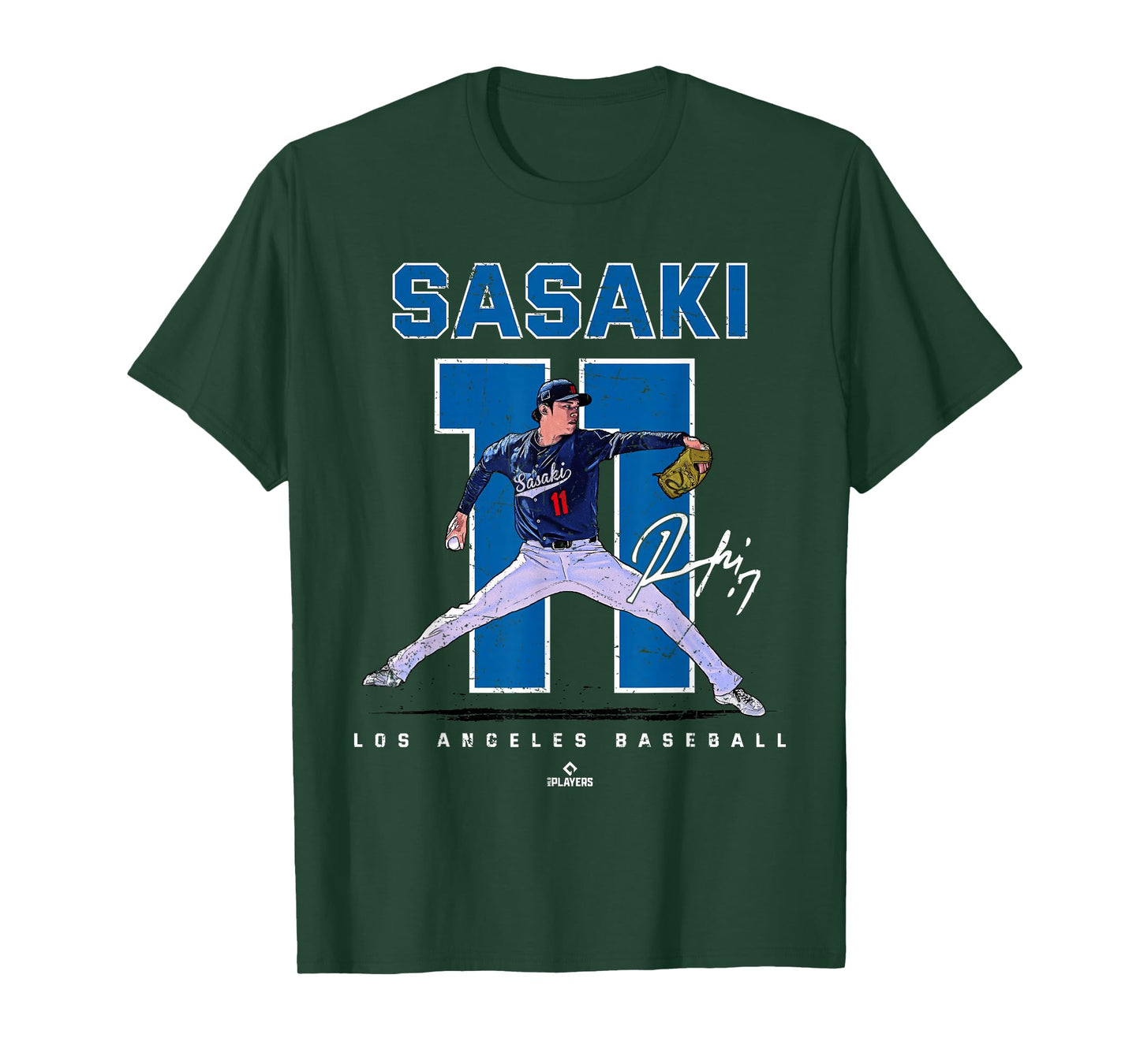 Number and Portrait Roki Sasaki Los Angeles Baseball MLBPA T-Shirt