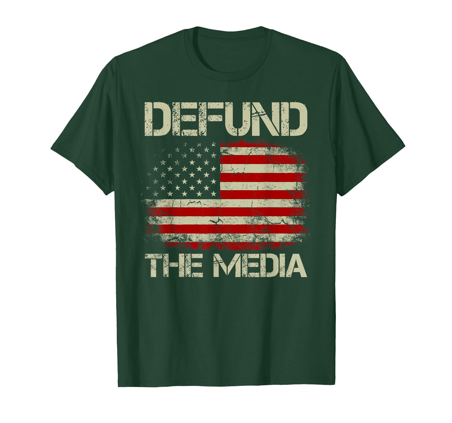 Vintage American Flag Defund The Media T-Shirt for Women Men