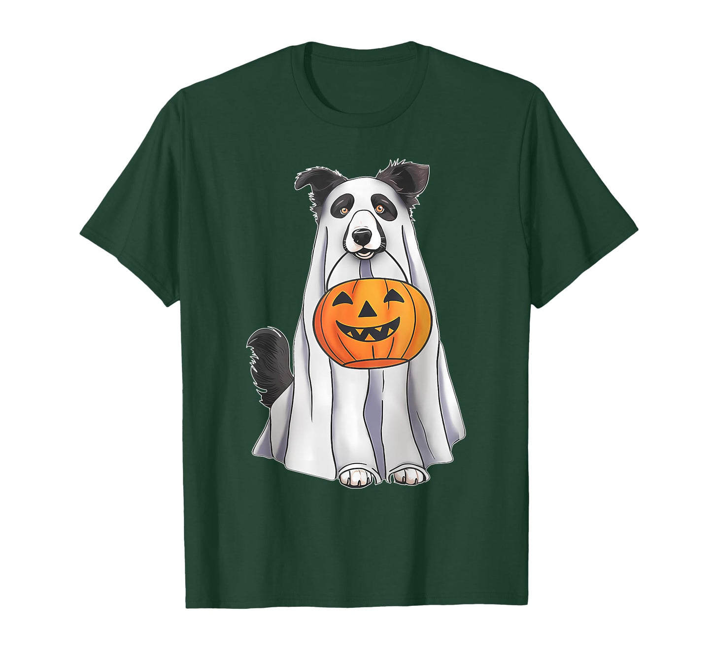 Border Collie Ghost Pumpkin Halloween Costume Fall T-Shirt