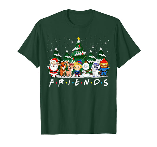 Friends Christmas Santa Rudolph Snowman Family Pajama Xmas T-Shirt
