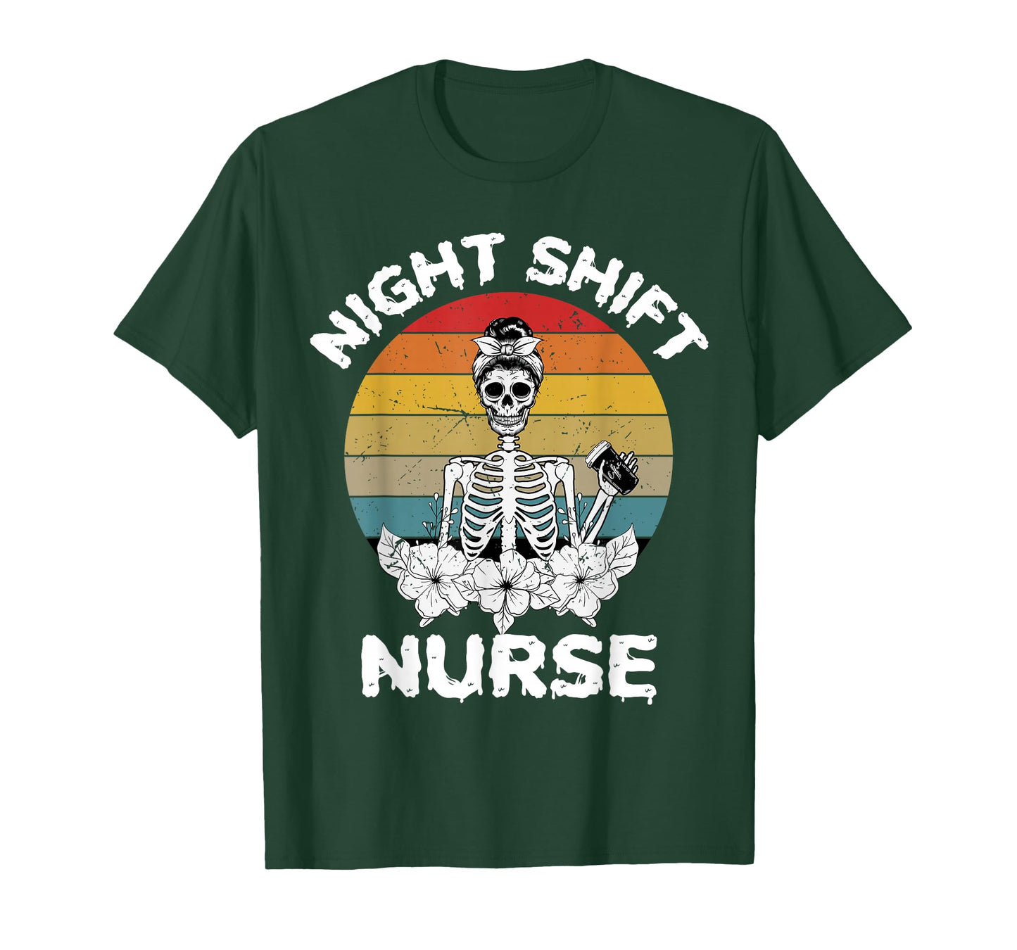 Funny Night Shift Nurse Skeleton Halloween RN Nurses Women T-Shirt
