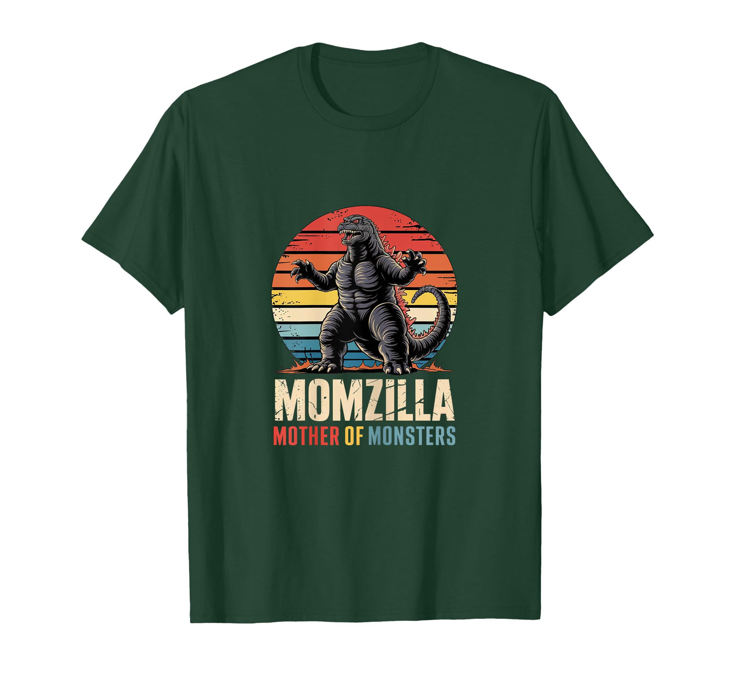 Retro Momzilla Mother of Monsters Distressed Art T-Shirt