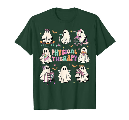 Ghost Physical Therapy Physical Therapist Halloween Groovy T-Shirt