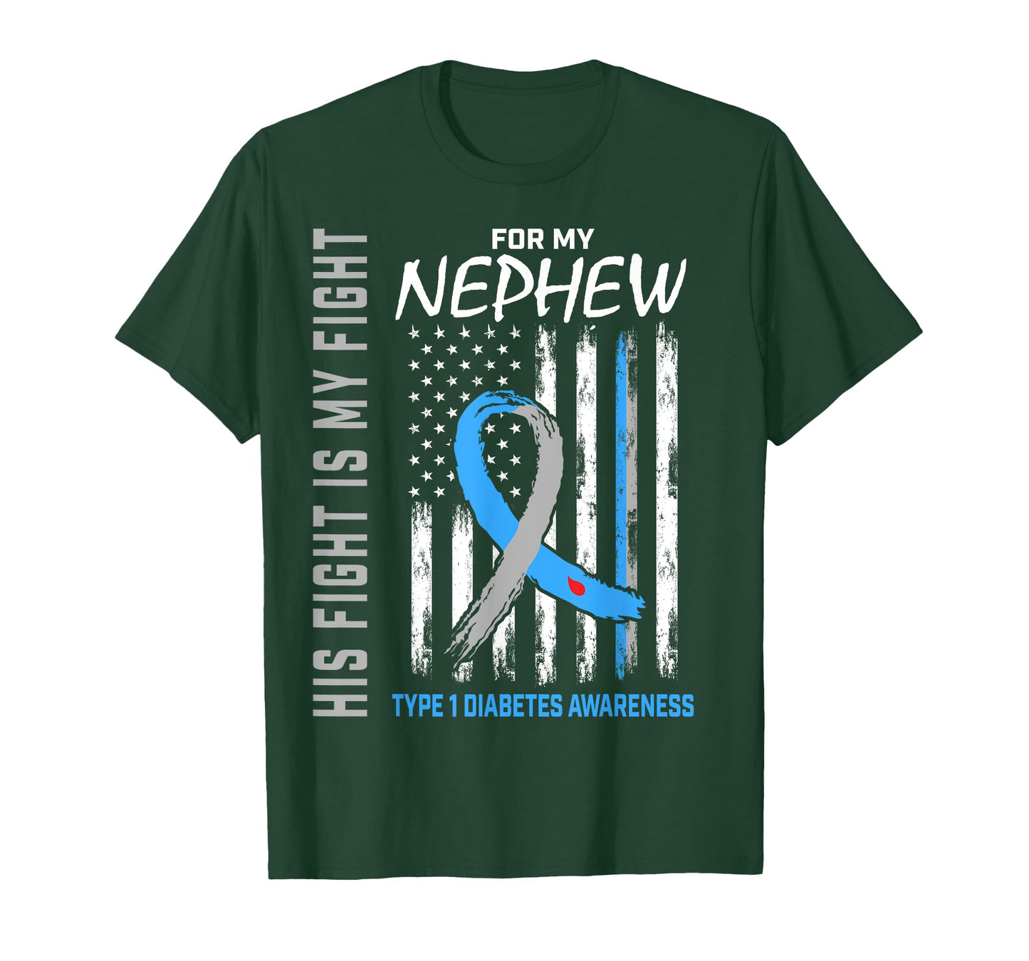 Type One Diabetes Awareness Shirt Nephew American Flag T1D T-Shirt for Women Kids Men