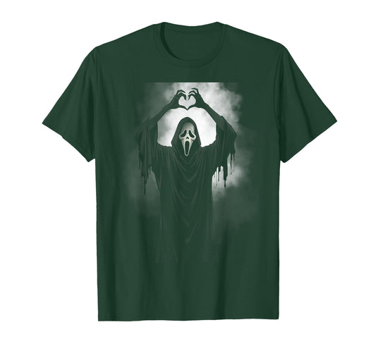 Scary Face Horror Ghost Heart Hands Creepy Halloween T-Shirt