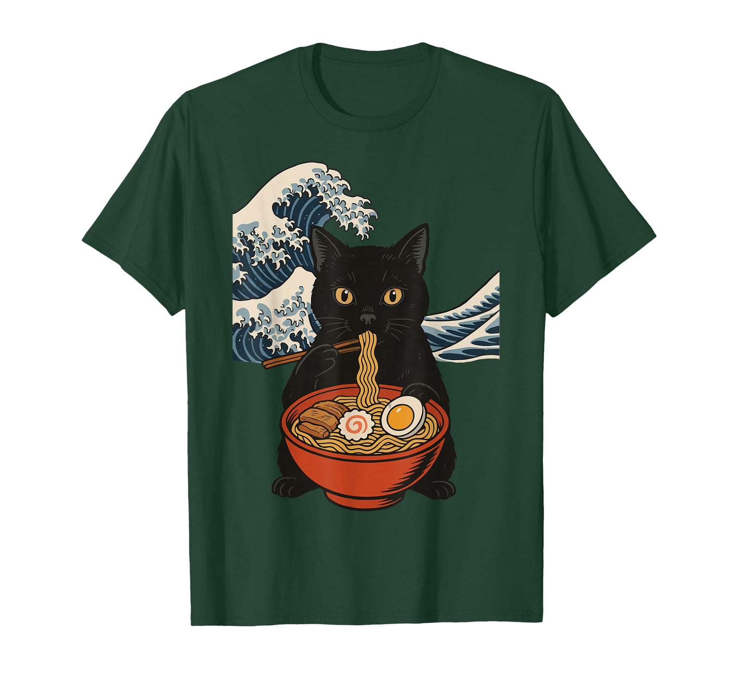 Anime Cat Eating Ramen Retro Kawaii Ramen Cat T-Shirt