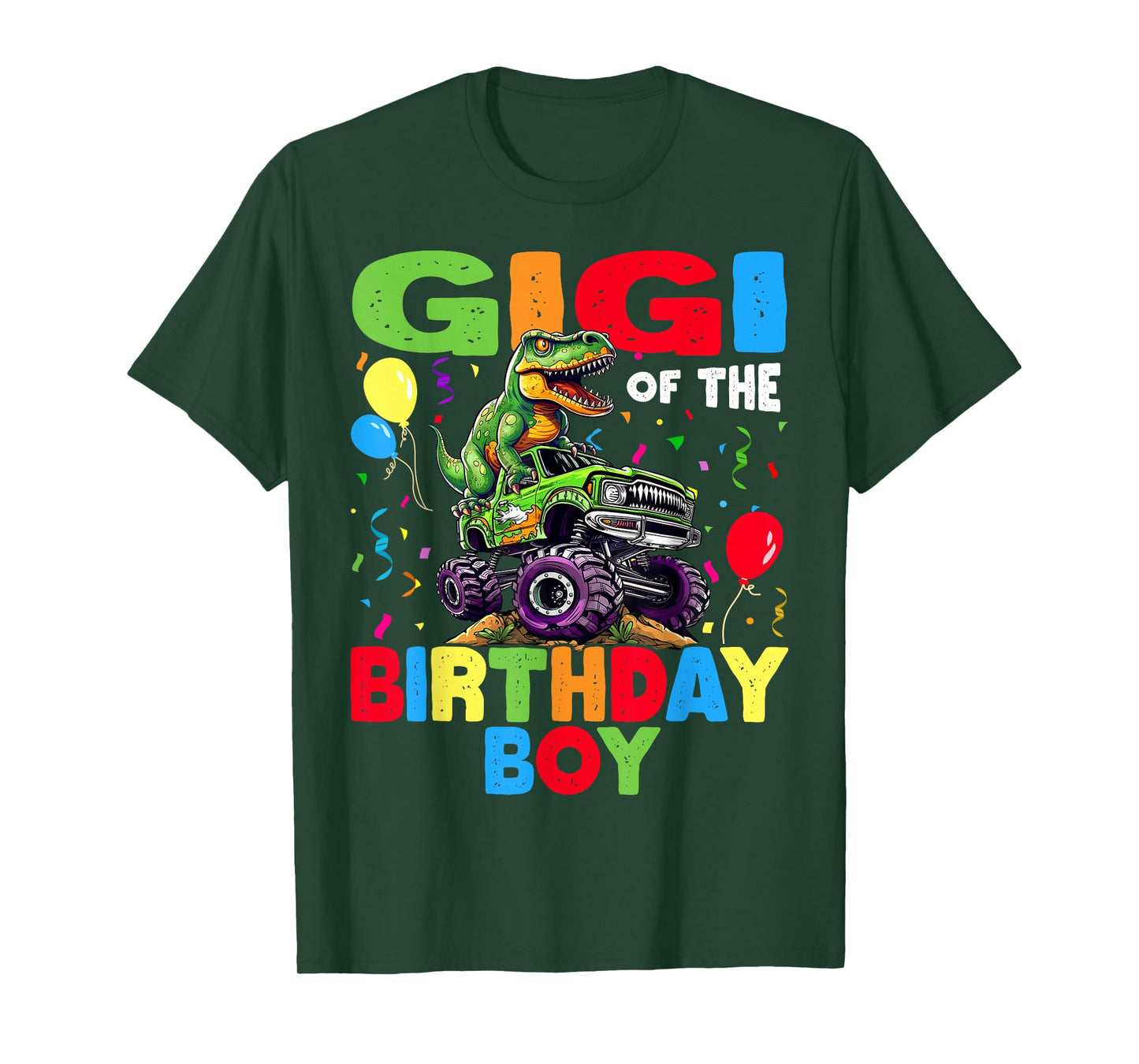 Gigi Of The Birthday Boy Dinosaur T-Rex Monster Truck T-Shirt