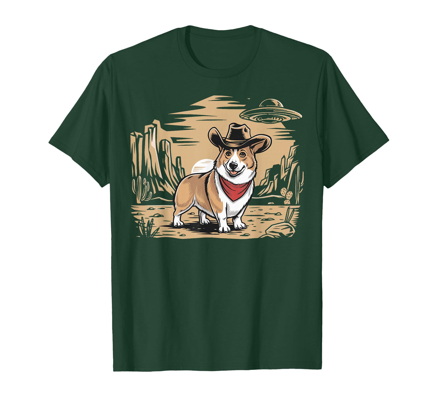Corgi UFO Cowboy T-Shirt