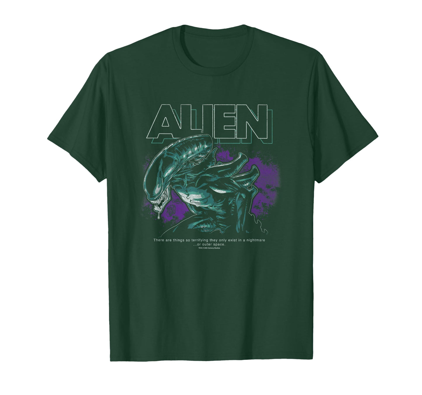 Aliens Iconic Xenomorph Nebula Distressed Big Chest Poster T-Shirt