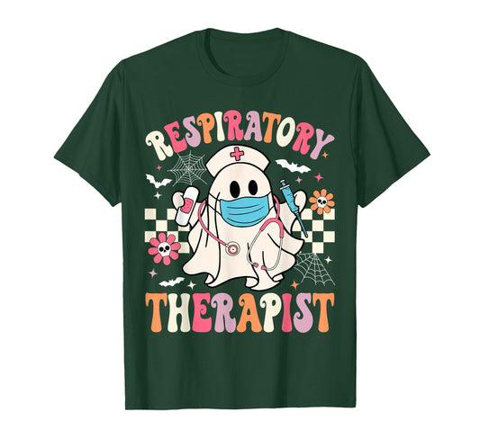 Groovy Spooky Respiratory Therapist Halloween RT Nurse T-Shirt
