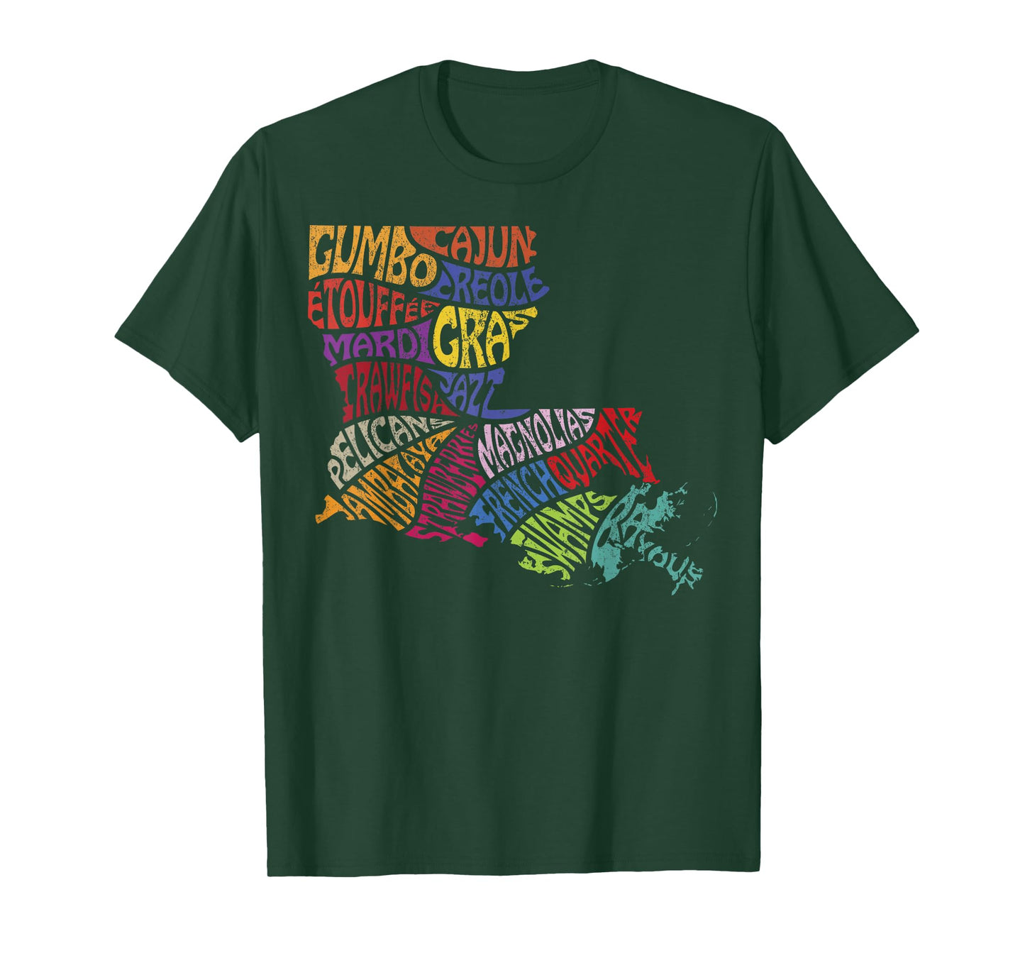 Louisiana State Map Tee Mardi Gras Creole Cajun Culture T-Shirt