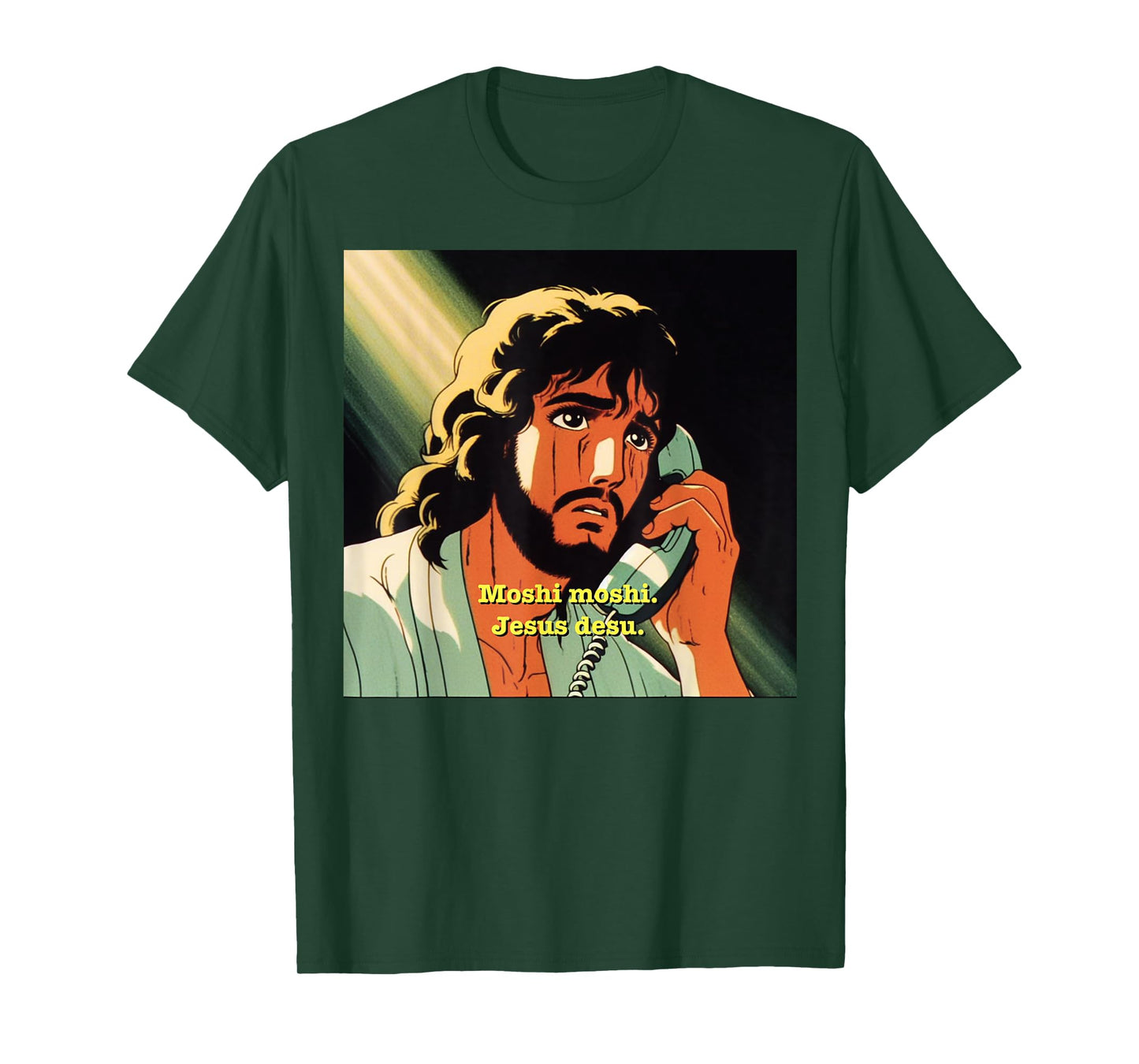 Funny Jesus Meme - Christian Anime Moshi Moshi T-Shirt