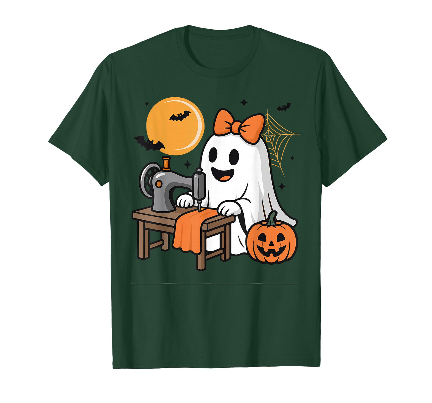 Funny Sewing Ghost for Women Cute Quilting Halloween Girl T-Shirt
