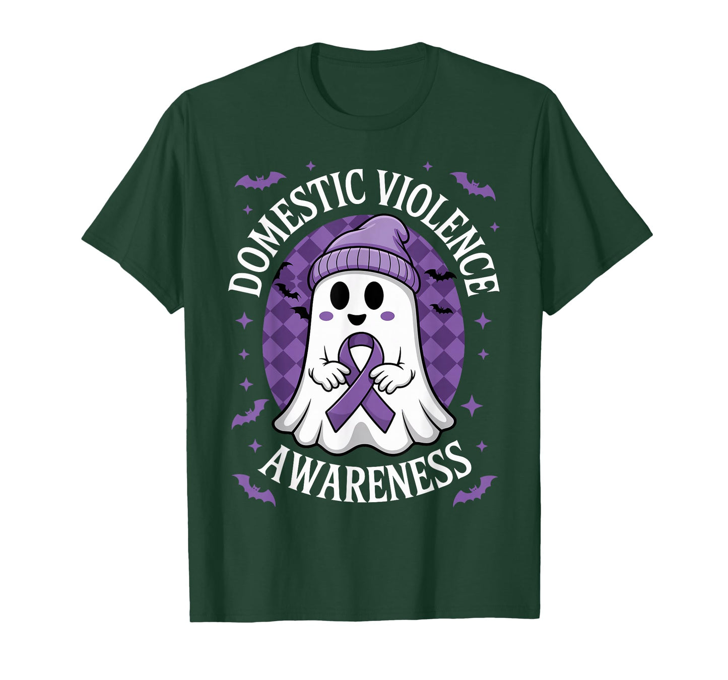 Halloween Ghost Purple Domestic Violence Awareness Men Women T-Shirt