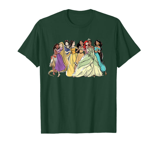 Disney Princess Group Pencil Sketch T-Shirt