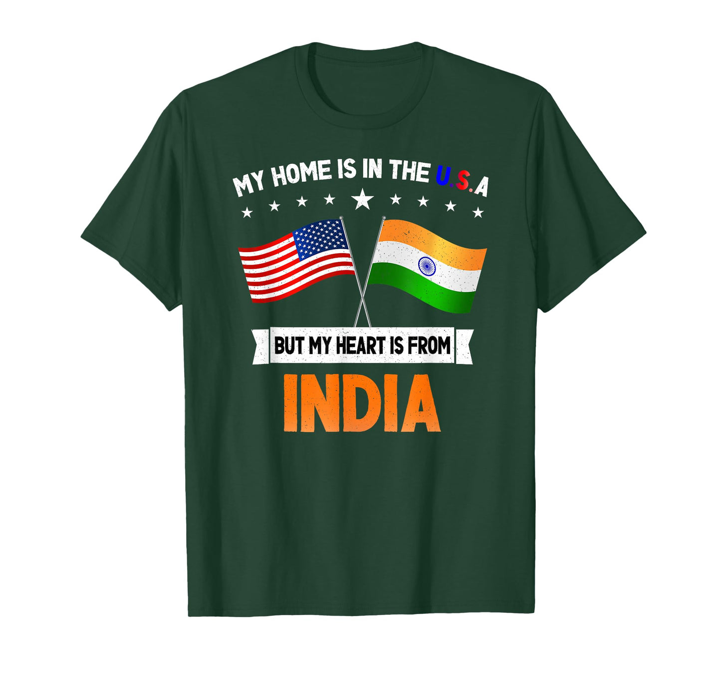 India & USA Flag for Proud People Unisex-Adults T-Shirt Black Small