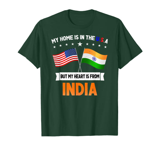 India & USA Flag for Proud People Unisex-Adults T-Shirt Black Small