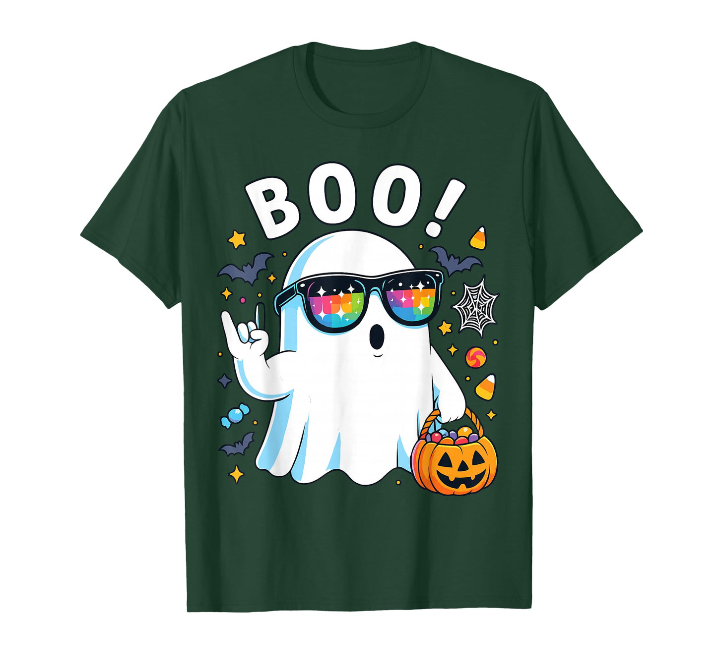 Rock Ghost Retro Pumpkin Boo Funny Halloween Shirt T-Shirt