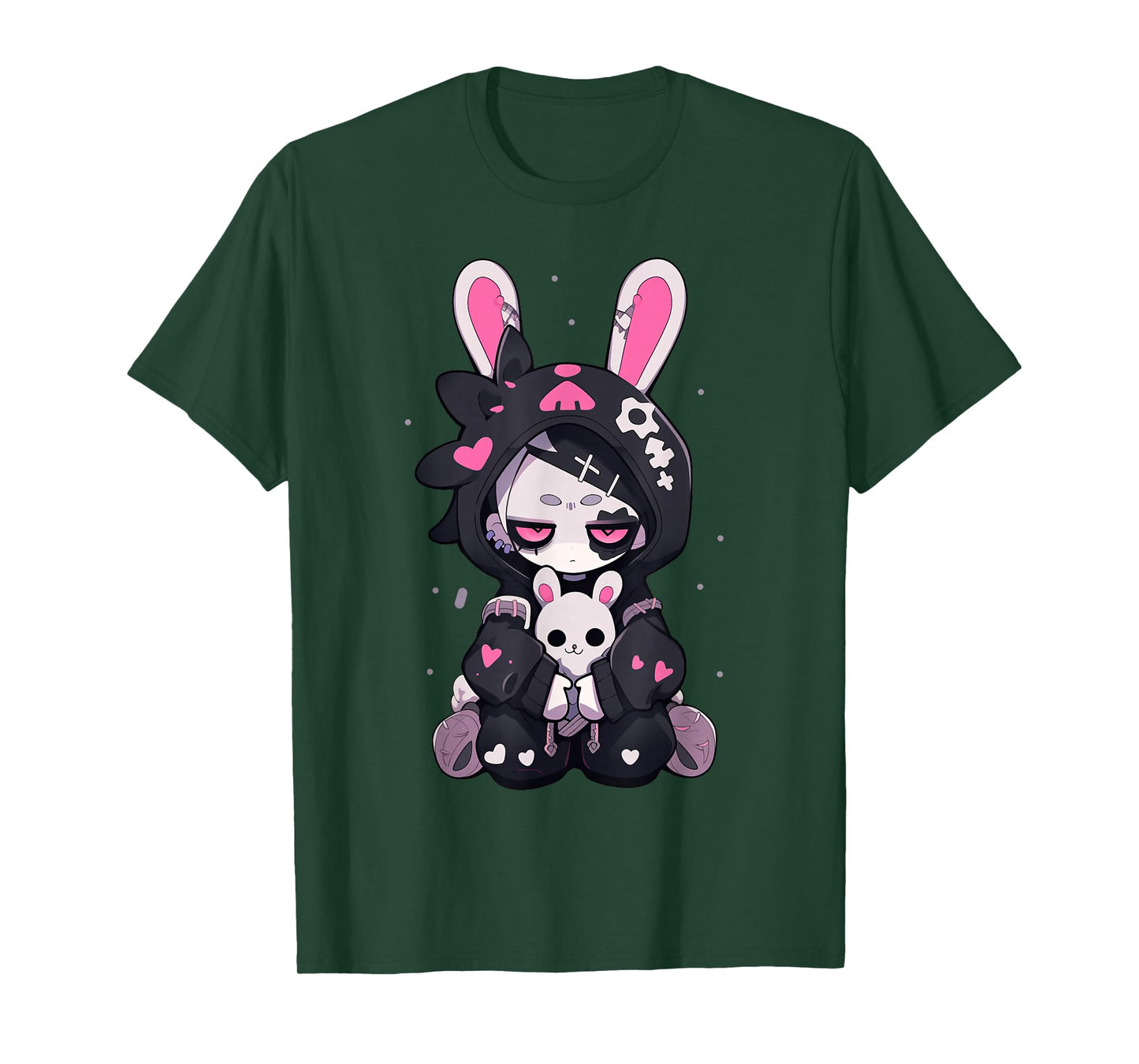 Goth Bunny Anime Girl Cute E-Girl Gothic Outfit Grunge T-Shirt