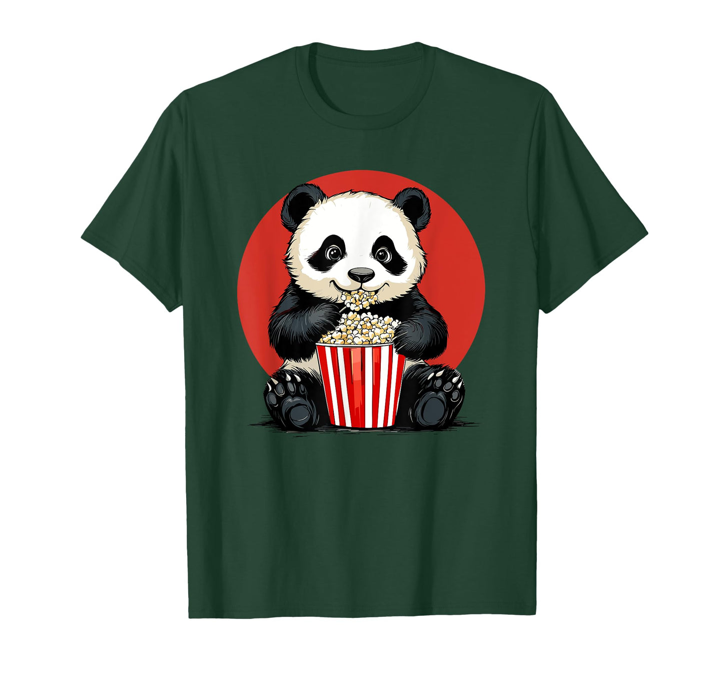 Kids Panda Enjoying Popcorn Movie Lover T-Shirt