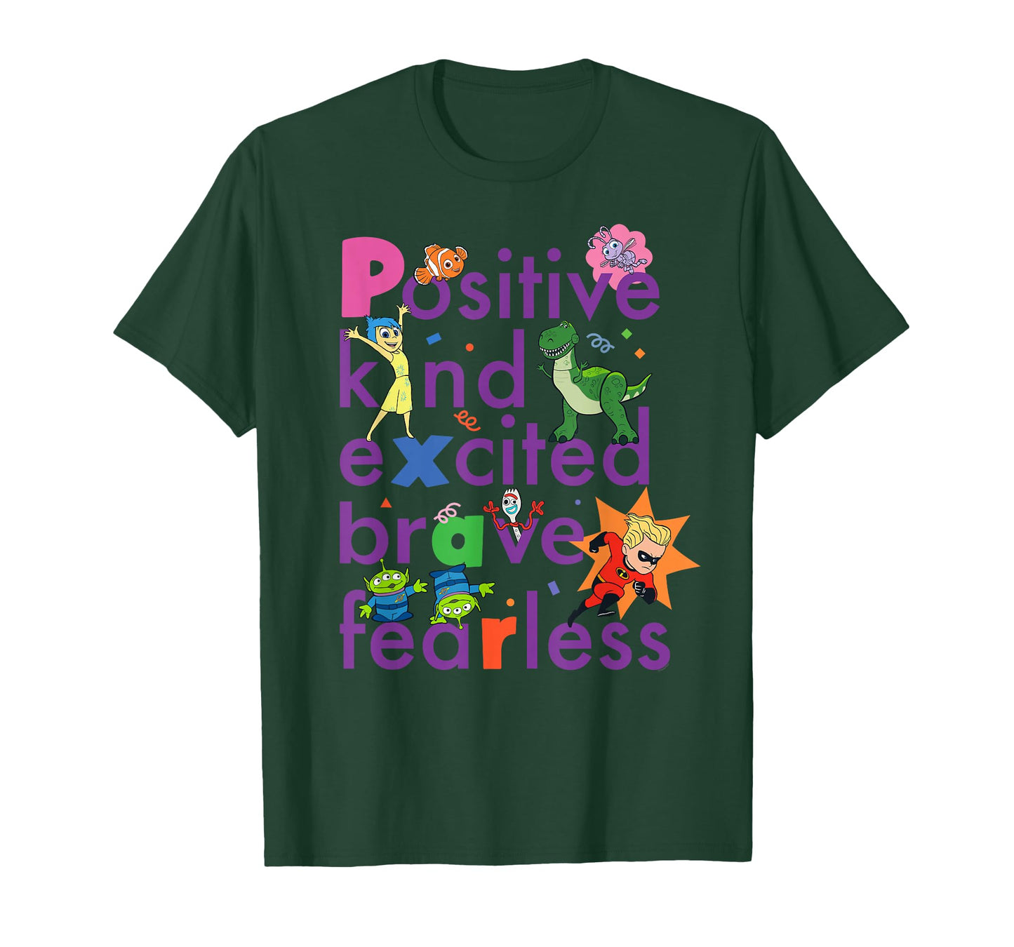 Disney PIXAR Positive, Kind, Excited, Brave & Fearless T-Shirt