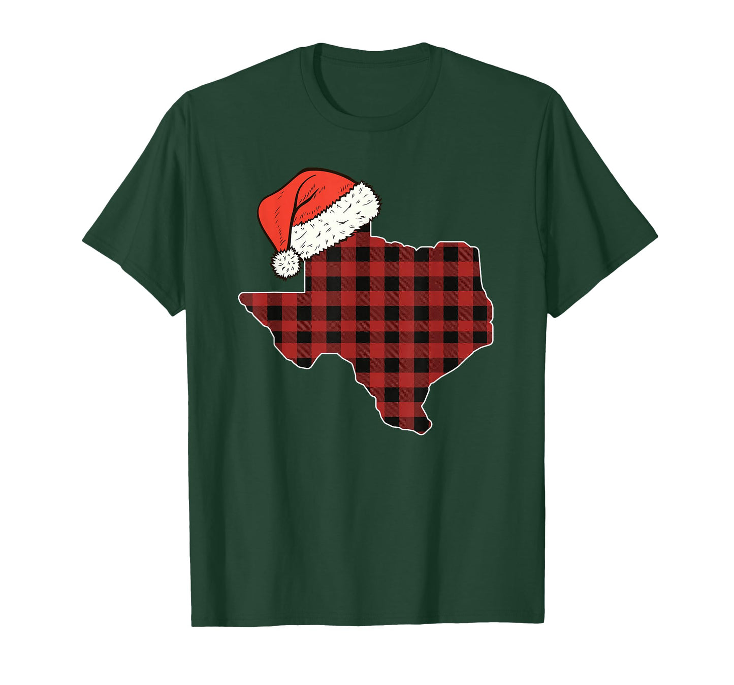 Texas Plaid Christmas Santa Hat Holiday Matching T-Shirt