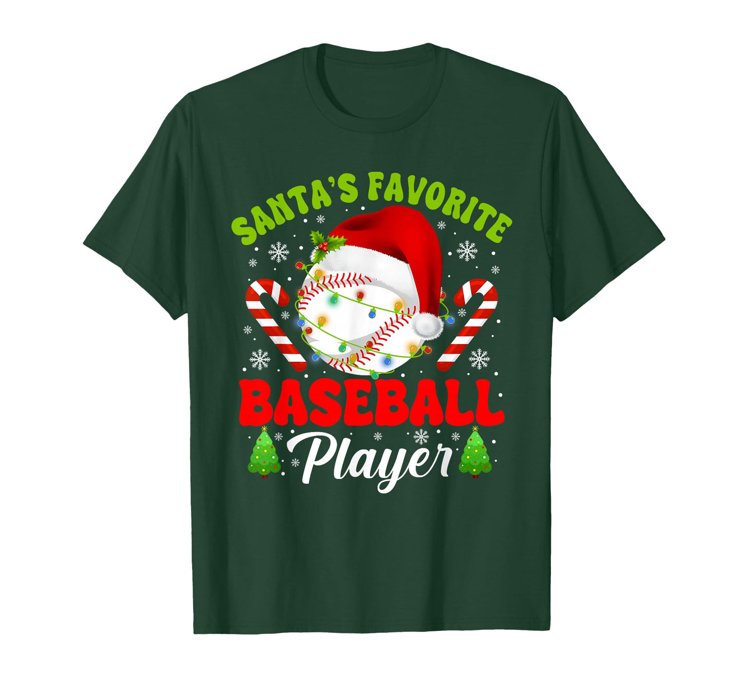 Santa's Favorite Baseball Player Christmas Pajamas Men Boys T-Shirt