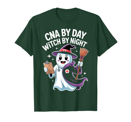 CNA by Day Witch by Night Funny Halloween CNA T-Shirt